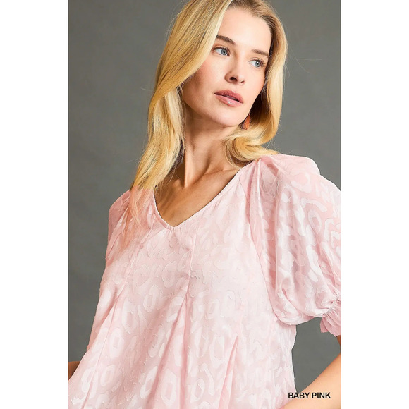 Umgee Tops - AO594 BP Umgee Leopard Print V-Neck Blouse Various Sizes